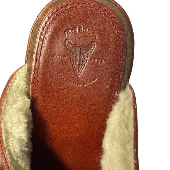 Frye Ella Clogs Stud Burgundy Leather Shearling Wood High Heels Womens 7 - Picture 5 of 8